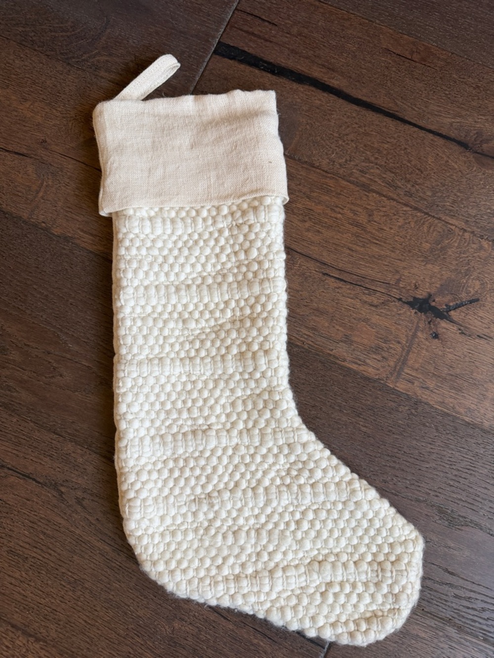 Restoration Hardware Cream Knit Holiday Stocking